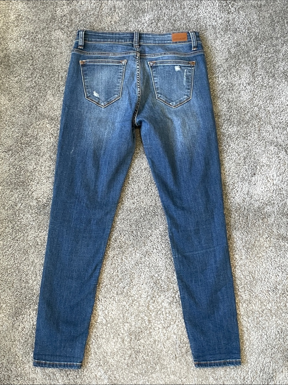 EC Judy Blue Skinny Fit Medium Wash Distressed Jeans with Red Plaid - Size 9/29 - Picture 2 of 6